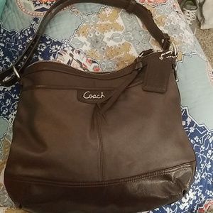 Brown leather Coach shoulder purse